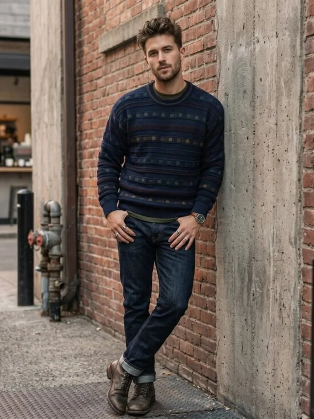 Vintage the Admiral’s buttons, Y2K 100% Merino wool navy sweater large